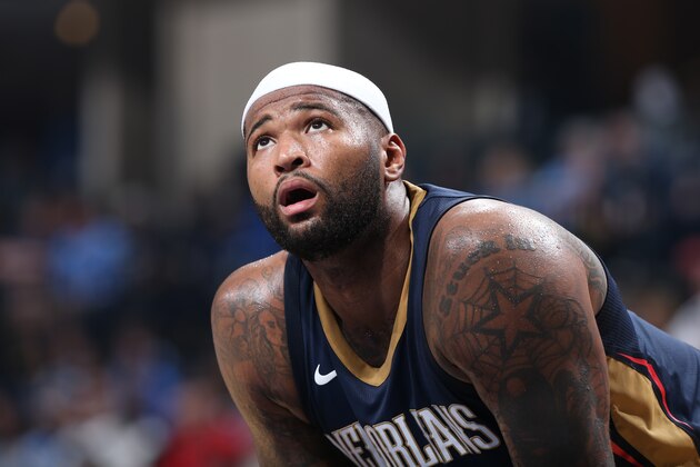 MEMPHIS, TN - OCTOBER 18:  DeMarcus Cousins #0 of the New Orleans Pelicans during the game against the Memphis Grizzlies during the 2017-18 regular season game on October 18, 2017 at FedExForum in Memphis, Tennessee. NOTE TO USER: User expressly acknowledges and agrees that, by downloading and or using this photograph, User is consenting to the terms and conditions of the Getty Images License Agreement. Mandatory Copyright Notice: Copyright 2017 NBAE (Photo by Joe Murphy/NBAE via Getty Images)