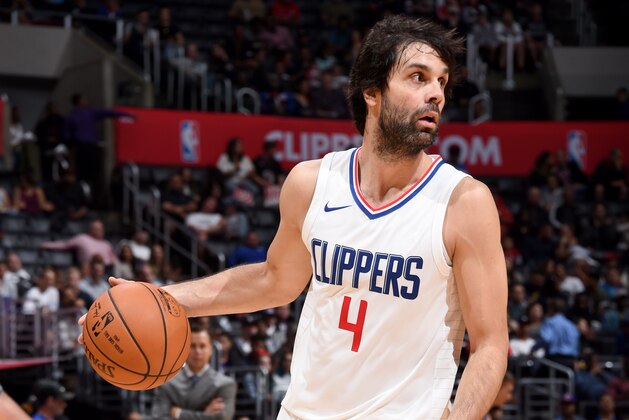 LOS ANGELES, CA - OCTOBER 12:  Milos Teodosic #4 of the LA Clippers handles the ball against the Sacramento Kings on October 12, 2017 at STAPLES Center in Los Angeles, California. NOTE TO USER: User expressly acknowledges and agrees that, by downloading and/or using this Photograph, user is consenting to the terms and conditions of the Getty Images License Agreement. Mandatory Copyright Notice: Copyright 2017 NBAE (Photo by Andrew D. Bernstein/NBAE via Getty Images)