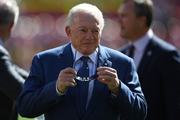 SANTA CLARA, CA - OCTOBER 22: Dallas Cowboys owner Jerry Jones stands on the field prior to their NFL game against the San Francisco 49ers at Levi's Stadium on October 22, 2017 in Santa Clara, California. (Photo by Thearon W. Henderson/Getty Images) SANTA CLARA, CA - OCTOBER 22: Dallas Cowboys owner Jerry Jones stands on the field prior to their NFL game against the San Francisco 49ers at Levi's Stadium on October 22, 2017 in Santa Clara, California. (Photo by Thearon W. Henderson/Getty Images)
