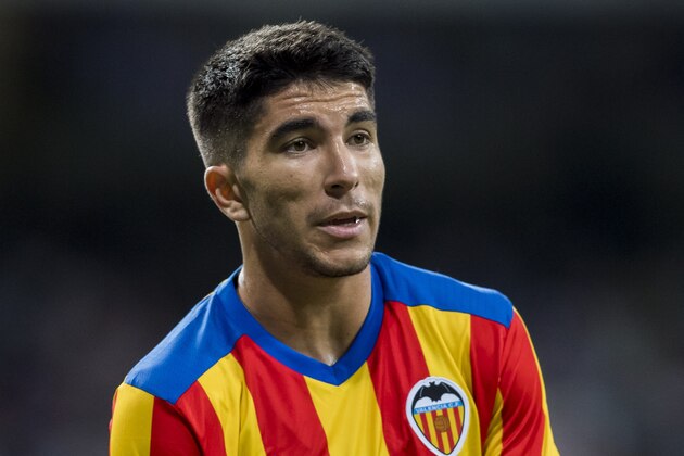 MADRID, SPAIN - AUGUST 27: Carlos Soler Barragan of Valencia CF reacts during their La Liga 2017-18 match between Real Madrid and Valencia CF at the Estadio Santiago Bernabeu on 27 August 2017 in Madrid, Spain. (Photo by Power Sport Images/Getty Images)