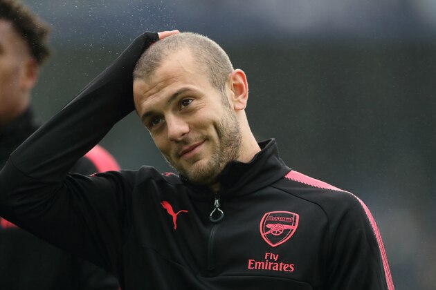 LIVERPOOL, ENGLAND - OCTOBER 22 :  Jack Wilshere of Arsenal during the Premier League match between Everton and Arsenal at Goodison Park on October 22, 2017 in Liverpool, England. (Photo by Matthew Ashton - AMA/Getty Images)