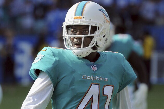 Miami Dolphins cornerback (41) Byron Maxwell on the field during the fourth quarter of an NFL game against the Los Angeles Chargers played at the StubHub Center in Carson, CA on Sunday, September 17, 2017. (AP Photo/John Cordes) Miami Dolphins cornerback (41) Byron Maxwell on the field during the fourth quarter of an NFL game against the Los Angeles Chargers played at the StubHub Center in Carson, CA on Sunday, September 17, 2017. (AP Photo/John Cordes)