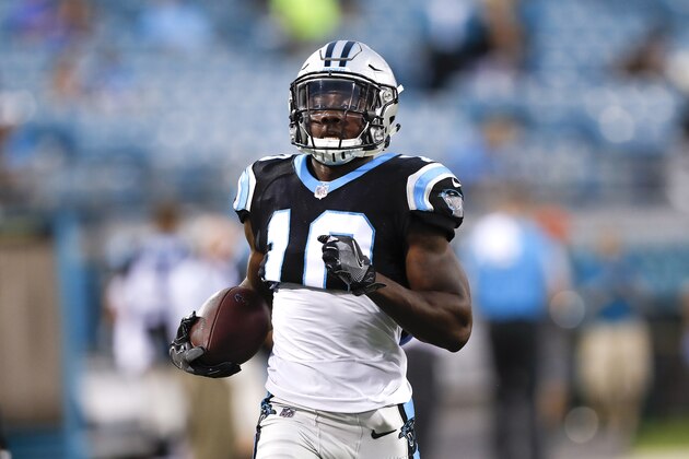 JACKSONVILLE, FL - AUGUST 24: Wide Receiver Curtis Samuel #10 of the Carolina Panthers during the game against the Jacksonville Jaguars at EverBank Field on August 24, 2017 in Jacksonville, Florida. The Panthers defeated the Jaguars 24 to 23. (Photo by Don Juan Moore/Getty Images)