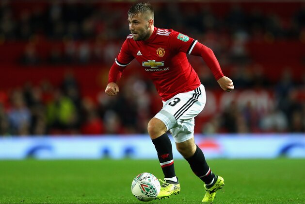 MANCHESTER, ENGLAND - SEPTEMBER 20: Luke Shaw of Manchester United in action during the Carabao Cup Third Round match between Manchester United and Burton Albion at Old Trafford on September 20, 2017 in Manchester, England.  (Photo by Richard Heathcote/Getty Images)