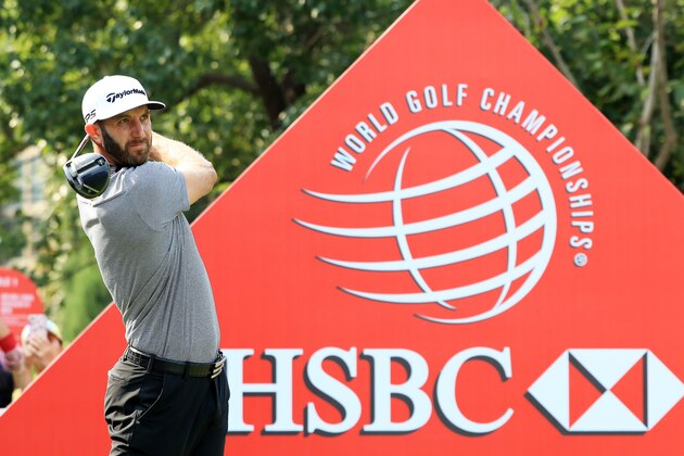 SHANGHAI, CHINA - OCTOBER 27:  Dustin Johnson of the United States plays his shot from the first tee during the second round of the WGC - HSBC Champions at Sheshan International Golf Club on October 27, 2017 in Shanghai, China.  (Photo by Andrew Redington/Getty Images)
