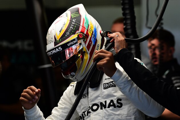 Mercedes AMG Petronas British driver's car Lewis Hamilton is pictured during the first free practice of the F1 Mexico Grand Prix at the Hermanos Rodriguez racetrack in Mexico City on October 27, 2017. / AFP PHOTO / PEDRO PARDO        (Photo credit should read PEDRO PARDO/AFP/Getty Images)