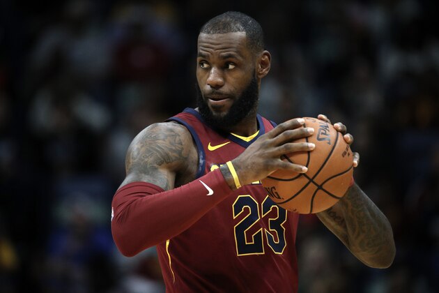 NEW ORLEANS, LA - OCTOBER 28:  LeBron James #23 of the Cleveland Cavaliers prepares to play the New Orleans Pelicans at the Smoothie King Center on October 28, 2017 in New Orleans, Louisiana.  NOTE TO USER: User expressly acknowledges and agrees that, by downloading and or using this photograph, User is consenting to the terms and conditions of the Getty Images License Agreement.  (Photo by Chris Graythen/Getty Images)