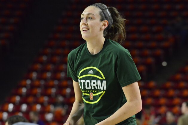 TEMPE, AZ - SEPTEMBER 6: Breanna Stewart #30 of the Seattle Storm warms up before the game against the Phoenix Mercury in Round One of the 2017 WNBA Playoffs on September 6, 2017 at Arizona State University Wells Fargo Arena in Tempe, Arizona. NOTE TO USER: User expressly acknowledges and agrees that, by downloading and or using this Photograph, user is consenting to the terms and conditions of the Getty Images License Agreement. Mandatory Copyright Notice: Copyright 2017 NBAE (Photo by Barry Gossage/NBAE via Getty Images)