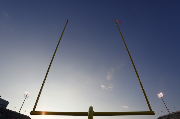 Goalposts are shown against the evening sky during the second half of a preseason NFL football game between the Buffalo Bills and Tampa Bay Buccaneers Saturday, Aug. 23, 2014, in Orchard Park, N.Y. The Buccaneers won the game 27-14. (AP Photo/Bill Wippert)