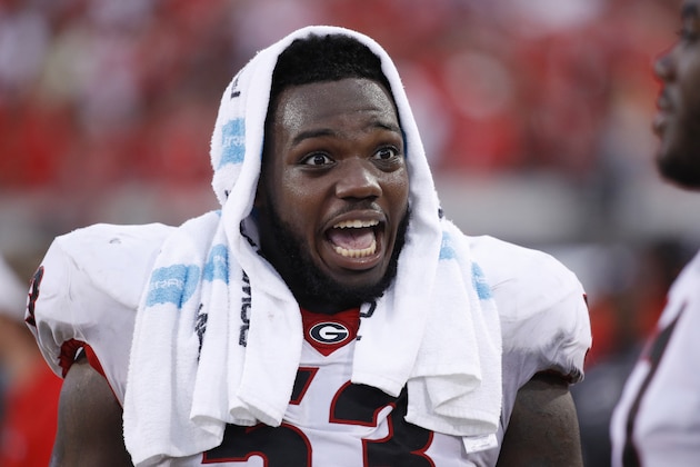 JACKSONVILLE, FL - OCTOBER 28: Lamont Gaillard #53 of the Georgia Bulldogs reacts during a game against the Florida Gators at EverBank Field on October 28, 2017 in Jacksonville, Florida. Georgia defeated Florida 42-7. (Photo by Joe Robbins/Getty Images) JACKSONVILLE, FL - OCTOBER 28: Lamont Gaillard #53 of the Georgia Bulldogs reacts during a game against the Florida Gators at EverBank Field on October 28, 2017 in Jacksonville, Florida. Georgia defeated Florida 42-7. (Photo by Joe Robbins/Getty Images)
