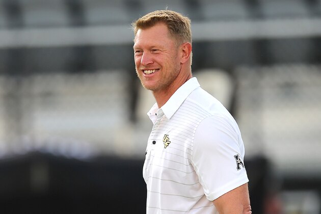ORLANDO, FL - SEPTEMBER 30: Head coach Scott Frost of the UCF Knights is seen during a NCAA football game between the Memphis Tigers and UCF Knights at Spectrum Stadium on September 30, 2017 in Orlando, Florida. (Photo by Alex Menendez/Getty Images)