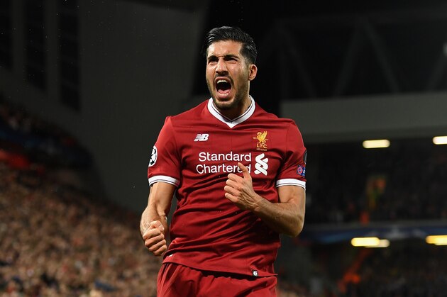 LIVERPOOL, ENGLAND - NOVEMBER 01:  Emre Can of Liverpool celebrates scoring his sides second goal during the UEFA Champions League group E match between Liverpool FC and NK Maribor at Anfield on November 1, 2017 in Liverpool, United Kingdom.  (Photo by Michael Regan/Getty Images)