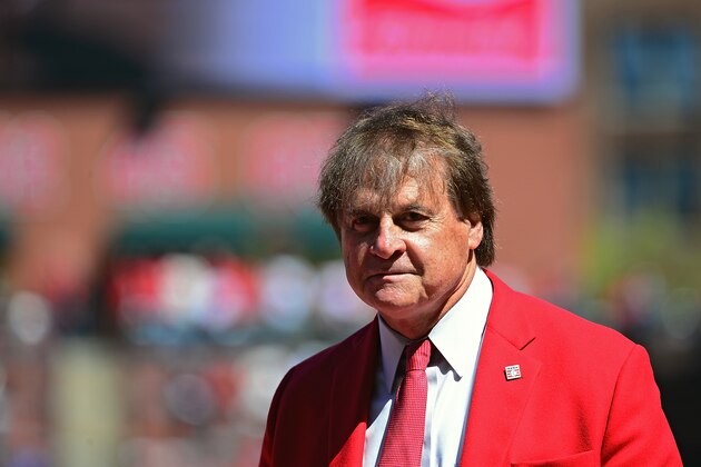 ST. LOUIS, MO - APRIL 11: Former St. Louis Cardinals Manager Tony La Russa looks on prior to the home opener against the Milwaukee Brewers at Busch Stadium on April 11, 2016 in St. Louis, Missouri.  (Photo by Jeff Curry/Getty Images)