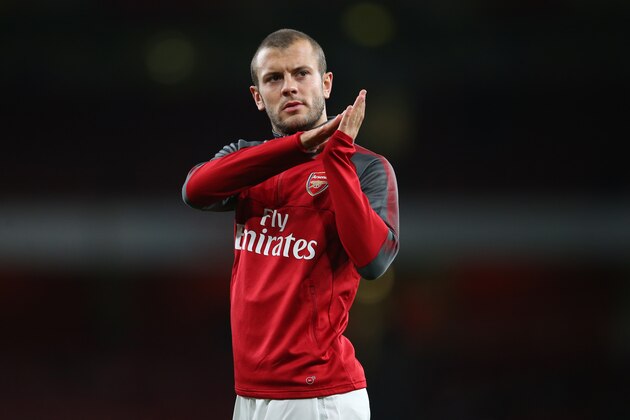 LONDON, ENGLAND - OCTOBER 24: Jack Wilshere of Arsenal applauds during the Carabao Cup Fourth Round match between Arsenal and Norwich City at Emirates Stadium on October 24, 2017 in London, England. (Photo by Catherine Ivill - AMA/Getty Images)