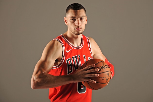 CHICAGO, IL - SEPTEMBER 25: Zach LaVine #8 of the Chicago Bulls poses for a portrait during the 2017-18 NBA Media Day on September 25, 2017 at the United Center in Chicago, Illinois. NOTE TO USER: User expressly acknowledges and agrees that, by downloading and or using this Photograph, user is consenting to the terms and conditions of the Getty Images License Agreement. Mandatory Copyright Notice: Copyright 2017 NBAE (Photo by Randy Belice/NBAE via Getty Images)