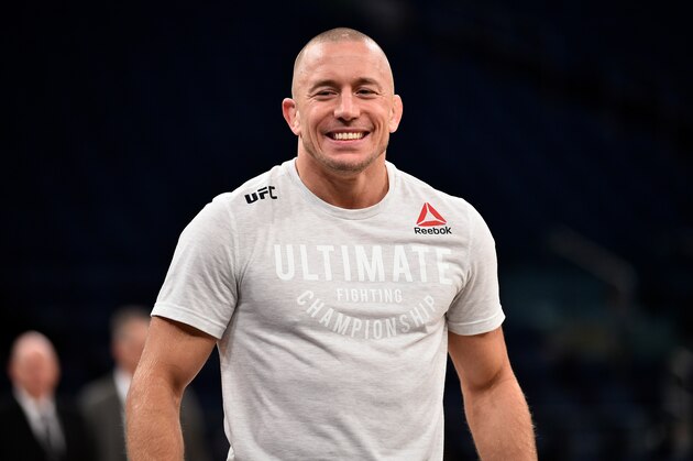 NEW YORK, NY - NOVEMBER 01:  Georges St-Pierre of Canada holds an open workout session for fans and media inside Madison Square Garden on November 1, 2017 in New York City. (Photo by Jeff Bottari/Zuffa LLC/Zuffa LLC via Getty Images)