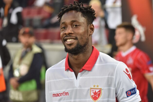 COLOGNE, GERMANY - SEPTEMBER 28:  Richmond Y Boakye of Belgrad  looks on       during the UEFA Europa League group H match between 1. FC Koeln and Crvena Zvezda at RheinEnergieStadion on September 28, 2017 in Cologne, Germany.  (Photo by TF-Images/TF-Images via Getty Images)