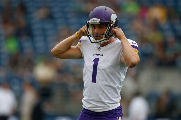SEATTLE, WA - AUGUST 18:  Kicker Marshall Koehn #1 of the Minnesota Vikings looks on prior to the game against the Seattle Seahawks at CenturyLink Field on August 18, 2017 in Seattle, Washington.  (Photo by Otto Greule Jr/Getty Images)