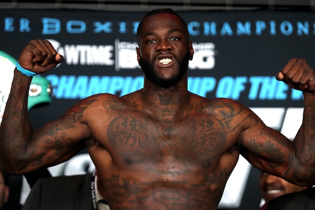NEW YORK, NY - NOVEMBER 03:  Deontay Wilder poses during the official weigh in for the Heavyweight Championship of the World fight against Bermane Stiverne at Barclays Center on November 3, 2017 in the Brooklyn borough of New York City.  (Photo by Abbie Parr/Getty Images)