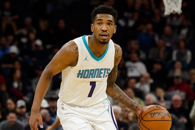 MINNEAPOLIS, MN - NOVEMBER 05: Malik Monk #1 of the Charlotte Hornets drives to the basket against the Minnesota Timberwolves during the game on November 5, 2017 at the Target Center in Minneapolis, Minnesota. NOTE TO USER: User expressly acknowledges and agrees that, by downloading and or using this Photograph, user is consenting to the terms and conditions of the Getty Images License Agreement. (Photo by Hannah Foslien/Getty Images)