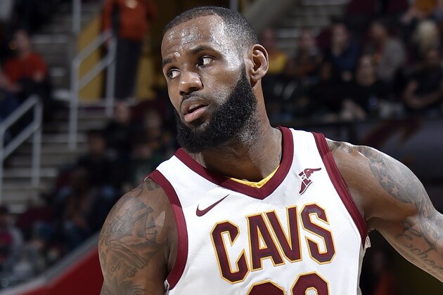 CLEVELAND, OH - NOVEMBER 7: LeBron James #23 of the Cleveland Cavaliers handles the ball against the Milwaukee Bucks on Novmber 7, 2017 at Quicken Loans Arena in Cleveland, Ohio. NOTE TO USER: User expressly acknowledges and agrees that, by downloading and/or using this Photograph, user is consenting to the terms and conditions of the Getty Images License Agreement. Mandatory Copyright Notice: Copyright 2017 NBAE  (Photo by David Liam Kyle/NBAE via Getty Images)