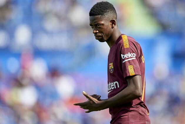 GETAFE, SPAIN - SEPTEMBER 16:  Ousmane Dembele of Barcelona looks on during the La Liga match between Getafe and Barcelona at Coliseum Alfonso Perez on September 16, 2017 in Getafe, Spain.  (Photo by fotopress/Getty Images)