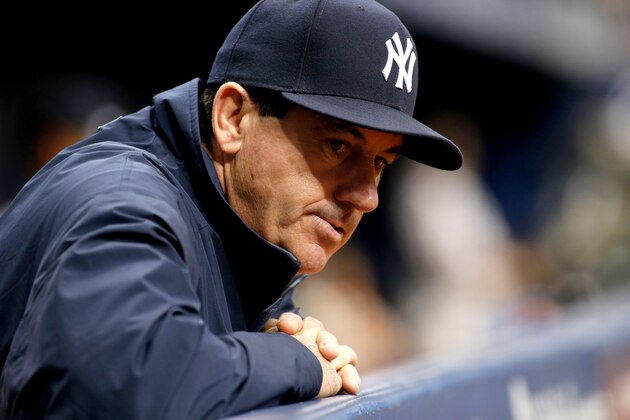 ST. PETERSBURG, FL - MAY 19:  Bench coach Rob Thomson #59 of the New York Yankees looks on from the dugout moments before the start of the first inning of a game against the Tampa Bay Rays on May 19, 2017 at Tropicana Field in St. Petersburg, Florida. (Photo by Brian Blanco/Getty Images)
