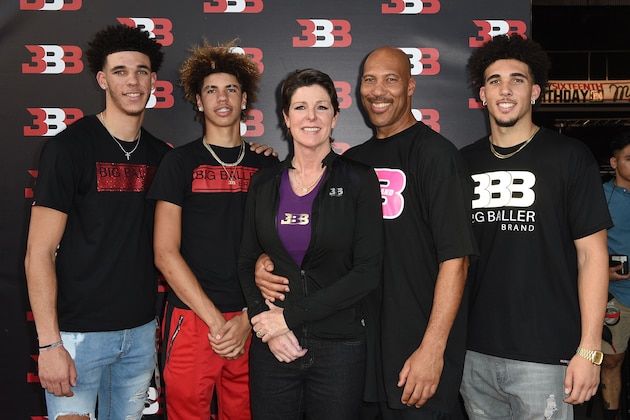 CHINO, CA - SEPTEMBER 02: (L-R) Lonzo Ball, LaMelo Ball, Tina Ball, LaVar Ball and LiAngelo Ball attend Melo Ball's 16th Birthday on September 2, 2017 in Chino, California. (Photo by Joshua Blanchard/Getty Images for Crosswalk Productions ) CHINO, CA - SEPTEMBER 02: (L-R) Lonzo Ball, LaMelo Ball, Tina Ball, LaVar Ball and LiAngelo Ball attend Melo Ball's 16th Birthday on September 2, 2017 in Chino, California. (Photo by Joshua Blanchard/Getty Images for Crosswalk Productions )