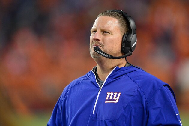 DENVER, CO - OCTOBER 15: Head coach Ben McAdoo of the New York Giants looks on from the sideline during a game against the Denver Broncos at Sports Authority Field at Mile High on October 15, 2017 in Denver, Colorado. (Photo by Dustin Bradford/Getty Images) DENVER, CO - OCTOBER 15: Head coach Ben McAdoo of the New York Giants looks on from the sideline during a game against the Denver Broncos at Sports Authority Field at Mile High on October 15, 2017 in Denver, Colorado. (Photo by Dustin Bradford/Getty Images)