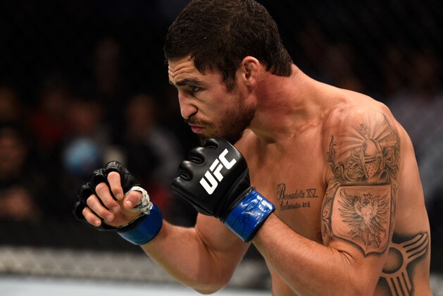 NASHVILLE, TN - APRIL 22: Diego Sanchez stands in the Octagon during his lightweight bout against Al Iaquinta during the UFC Fight Night event at Bridgestone Arena on April 22, 2017 in Nashville, Tennessee. (Photo by Jeff Bottari/Zuffa LLC/Zuffa LLC via Getty Images) NASHVILLE, TN - APRIL 22: Diego Sanchez stands in the Octagon during his lightweight bout against Al Iaquinta during the UFC Fight Night event at Bridgestone Arena on April 22, 2017 in Nashville, Tennessee. (Photo by Jeff Bottari/Zuffa LLC/Zuffa LLC via Getty Images)