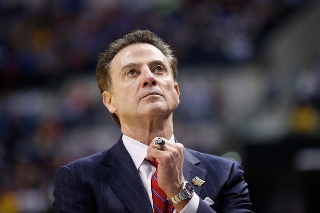 INDIANAPOLIS, IN - MARCH 19: Head coach Rick Pitino of the Louisville Cardinals reacts to their 69-73 loss to the Michigan Wolverines during the second round of the 2017 NCAA Men's Basketball Tournament at the Bankers Life Fieldhouse on March 19, 2017 in Indianapolis, Indiana. (Photo by Joe Robbins/Getty Images) INDIANAPOLIS, IN - MARCH 19: Head coach Rick Pitino of the Louisville Cardinals reacts to their 69-73 loss to the Michigan Wolverines during the second round of the 2017 NCAA Men's Basketball Tournament at the Bankers Life Fieldhouse on March 19, 2017 in Indianapolis, Indiana. (Photo by Joe Robbins/Getty Images)