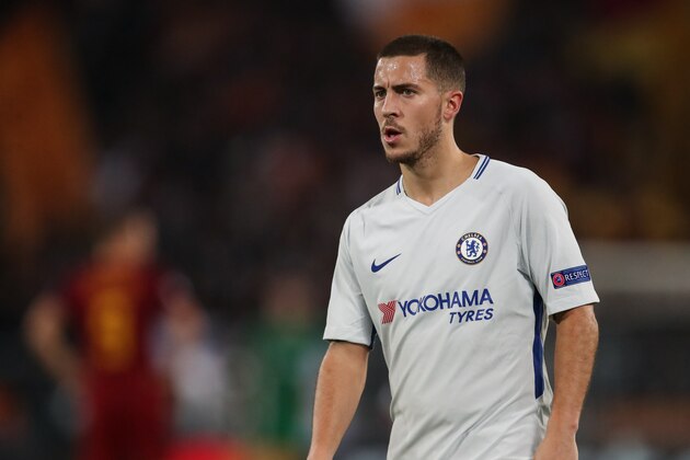 ROME, ITALY - OCTOBER 31: Eden Hazard of Chelsea during the UEFA Champions League group C match between AS Roma and Chelsea FC at Stadio Olimpico on October 31, 2017 in Rome, Italy. (Photo by Robbie Jay Barratt - AMA/Getty Images)