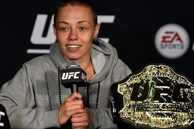 NEW YORK, NY - NOVEMBER 04:  Rose Namajunas speaks to the media during the UFC 217 post fight press conference event inside Madison Square Garden on November 4, 2017 in New York City. (Photo by Jeff Bottari/Zuffa LLC/Zuffa LLC via Getty Images)