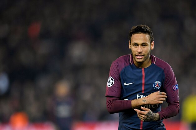 Paris Saint-Germain's Brazilian Neymar gestures during the UEFA Champions League Group B football match between Paris Saint-Germain (PSG) and Anderlecht (RSCA) on October 31, 2017, at the Parc des Princes stadium in Paris.  / AFP PHOTO / CHRISTOPHE SIMON        (Photo credit should read CHRISTOPHE SIMON/AFP/Getty Images)