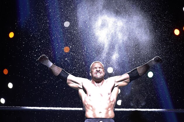 Triple H enters the ring during Wrestlemania XXX at the Mercedes-Benz Super Dome in New Orleans on Sunday, April 6, 2014. (Jonathan Bachman/AP Images for WWE)