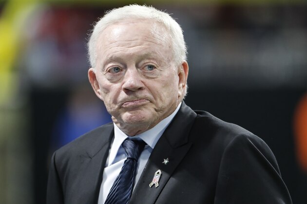 Atlanta Falcons owner Jerry Jones walks the turf inside Mercedes-Benz stadium before the first half of an NFL football game between the Atlanta Falcons and the Dallas Cowboys, Sunday, Nov. 12, 2017, in Atlanta. (AP Photo/David Goldman) Atlanta Falcons owner Jerry Jones walks the turf inside Mercedes-Benz stadium before the first half of an NFL football game between the Atlanta Falcons and the Dallas Cowboys, Sunday, Nov. 12, 2017, in Atlanta. (AP Photo/David Goldman)