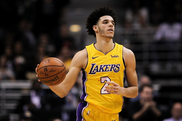 MILWAUKEE, WI - NOVEMBER 11: Lonzo Ball #2 of the Los Angeles Lakers dribbles the ball in the third quarter against the Milwaukee Bucks at the Bradley Center on November 11, 2017 in Milwaukee, Wisconsin. NOTE TO USER: User expressly acknowledges and agrees that, by downloading and or using this photograph, User is consenting to the terms and conditions of the Getty Images License Agreement. (Photo by Dylan Buell/Getty Images) MILWAUKEE, WI - NOVEMBER 11: Lonzo Ball #2 of the Los Angeles Lakers dribbles the ball in the third quarter against the Milwaukee Bucks at the Bradley Center on November 11, 2017 in Milwaukee, Wisconsin. NOTE TO USER: User expressly acknowledges and agrees that, by downloading and or using this photograph, User is consenting to the terms and conditions of the Getty Images License Agreement. (Photo by Dylan Buell/Getty Images)