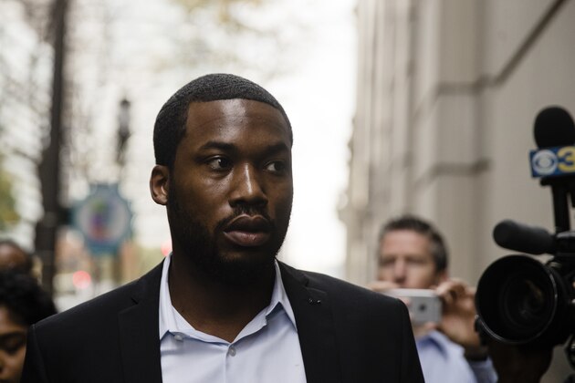 Rapper Meek Mill arrives at the criminal justice center in Philadelphia, Monday, Nov. 6, 2017. A Philadelphia judge has sentenced rapper Mill to two to four years in state prison for violating probation in a nearly decade-old gun and drug case. (AP Photo/Matt Rourke)