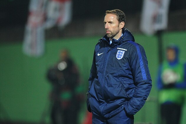 VILNIUS, LITHUANIA - OCTOBER 08: Gareth Southgate during the FIFA 2018 World Cup Qualifier between Lithuania and England on October 8, 2017 in Vilnius, Lithuania. (Photo by Norbert Barczyk/PressFocus/MB Media/Getty Images)