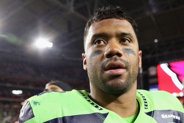 GLENDALE, AZ - NOVEMBER 09:  Quarterback Russell Wilson #3 of the Seattle Seahawks on the field following the NFL game against the Arizona Cardinals at the University of Phoenix Stadium on November 9, 2017 in Glendale, Arizona.  The Seahawks defeated the Cardinals 22-16.  (Photo by Christian Petersen/Getty Images)