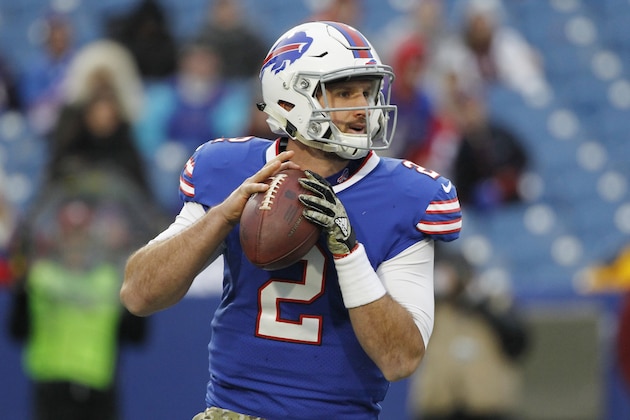 Buffalo Bills quarterback Nathan Peterman (2) throws a pass during the second half of an NFL football game Sunday, Nov. 12, 2017, in Orchard Park, N.Y. The Saints won 47-10. (AP Photo/Jeffrey T. Barnes)