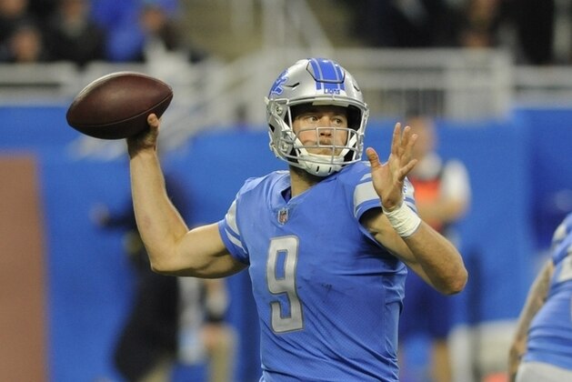 Detroit Lions quarterback Matthew Stafford throws during the second half of an NFL football game against the Cleveland Browns, Sunday, Nov. 12, 2017, in Detroit. (AP Photo/Jose Juarez)