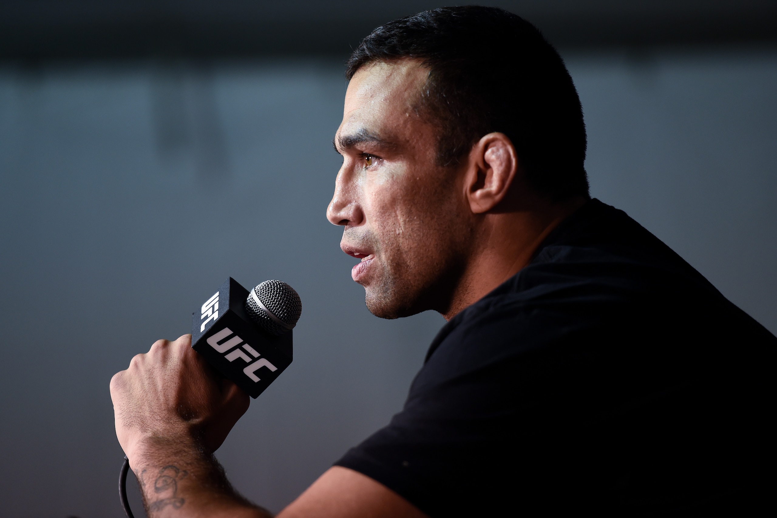 LAS VEGAS, NV - OCTOBER 07:  Fabricio Werdum of Brazil speaks to the media after the UFC 216 event inside TMobile Arena on October 7, 2017 in Las Vegas, Nevada. (Photo by Brandon Magnus/Zuffa LLC/Zuffa LLC via Getty Images)