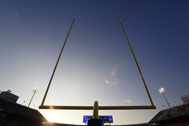 Goalposts are shown against the evening sky during the second half of a preseason NFL football game between the Buffalo Bills and Tampa Bay Buccaneers Saturday, Aug. 23, 2014, in Orchard Park, N.Y. The Buccaneers won the game 27-14. (AP Photo/Bill Wippert) Goalposts are shown against the evening sky during the second half of a preseason NFL football game between the Buffalo Bills and Tampa Bay Buccaneers Saturday, Aug. 23, 2014, in Orchard Park, N.Y. The Buccaneers won the game 27-14. (AP Photo/Bill Wippert)