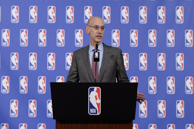 NEW YORK CITY - SEPTEMBER 28: NBA Commissioner Adam Silver speaks during the Board of Governors Press Conference on September 28, 2017 in New York City. NOTE TO USER: User expressly acknowledges and agrees that, by downloading and/or using this photograph, user is consenting to the terms and conditions of the Getty Images License Agreement. Mandatory Copyright Notice: Copyright 2017 NBAE (Photo by David Dow/NBAE via Getty Images)