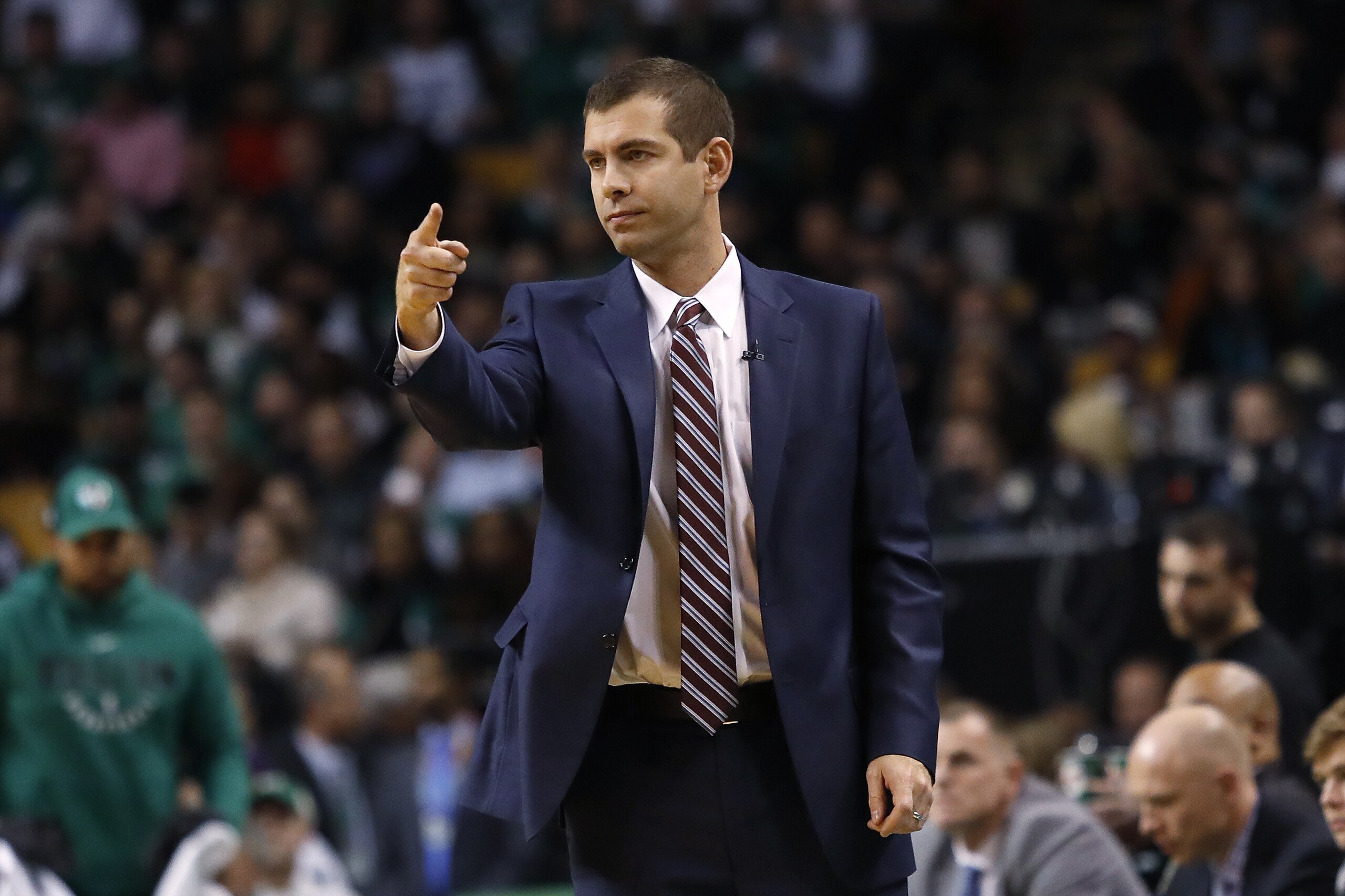 Boston Celtics head coach Brad Stevens during the fourth quarter of Boston's 107-96 win over the Los Angeles Lakers in an NBA basketball game in Boston Wednesday, Nov. 8, 2017. (AP Photo/Winslow Townson) Boston Celtics head coach Brad Stevens during the fourth quarter of Boston's 107-96 win over the Los Angeles Lakers in an NBA basketball game in Boston Wednesday, Nov. 8, 2017. (AP Photo/Winslow Townson)