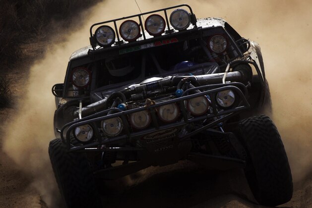 US´ Scott Myers steers his Trophy Truck during the 2008 Tecate Score Baja 1000 off-road race in the outskirts of Ensenada, Mexico, Friday, Nov. 21, 2008.(AP Photo/Guillermo Arias)