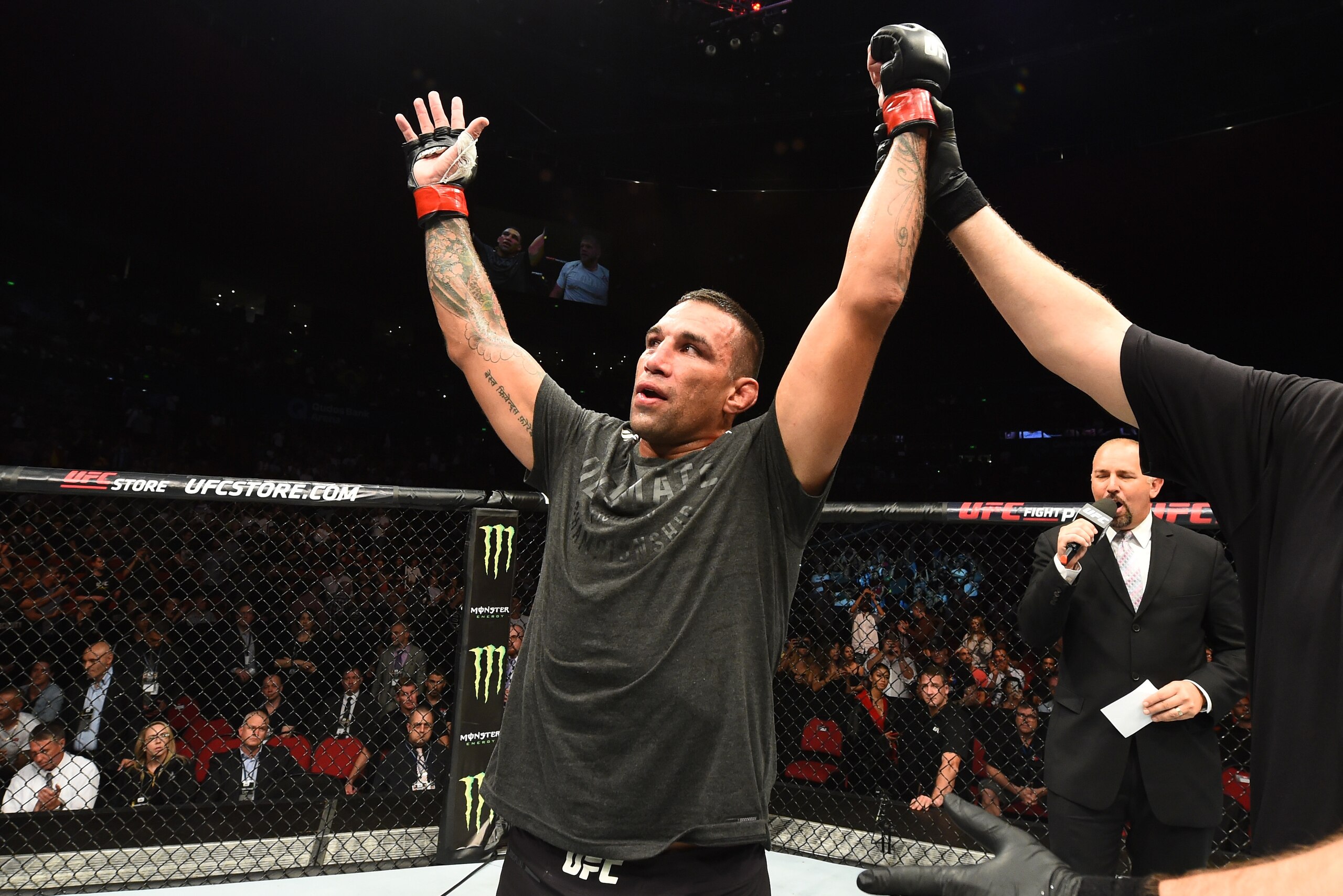 SYDNEY, AUSTRALIA - NOVEMBER 19: Fabricio Werdum of Brazil celebrates his victory over Marcin Tybura of Poland in their heavyweight bout during the UFC Fight Night event inside the Qudos Bank Arena on November 19, 2017 in Sydney, Australia. (Photo by Josh Hedges/Zuffa LLC/Zuffa LLC via Getty Images) SYDNEY, AUSTRALIA - NOVEMBER 19: Fabricio Werdum of Brazil celebrates his victory over Marcin Tybura of Poland in their heavyweight bout during the UFC Fight Night event inside the Qudos Bank Arena on November 19, 2017 in Sydney, Australia. (Photo by Josh Hedges/Zuffa LLC/Zuffa LLC via Getty Images)