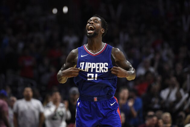 LOS ANGELES, CA - NOVEMBER 5: Patrick Beverley #21 of the Los Angeles Clippers celebrates a turnover by the Miami Heat during the second half of the basketball game at Staples Center November 5 2017, in Los Angeles, California. NOTE TO USER: User expressly acknowledges and agrees that, by downloading and or using this photograph, User is consenting to the terms and conditions of the Getty Images License Agreement. (Photo by Kevork Djansezian/Getty Images)