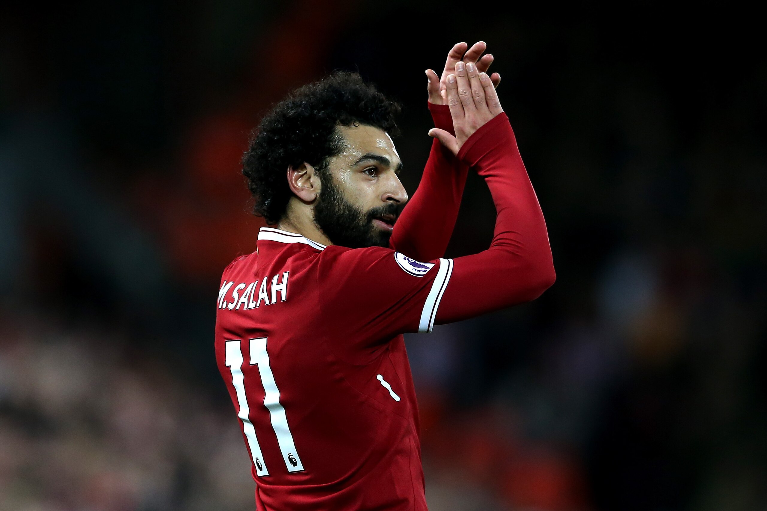 LIVERPOOL, ENGLAND - NOVEMBER 18: Mohamed Salah of Liverpool acknoweldges the crowd during the Premier League match between Liverpool and Southampton at Anfield on November 18, 2017 in Liverpool, England. (Photo by Jan Kruger/Getty Images) LIVERPOOL, ENGLAND - NOVEMBER 18: Mohamed Salah of Liverpool acknoweldges the crowd during the Premier League match between Liverpool and Southampton at Anfield on November 18, 2017 in Liverpool, England. (Photo by Jan Kruger/Getty Images)